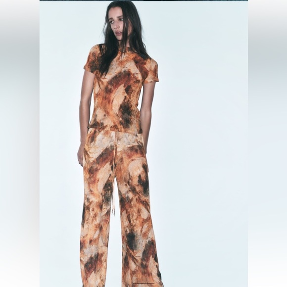 Zara Pants - NWT Zara PRINTED PANTS  + TOP WITH PLEATS